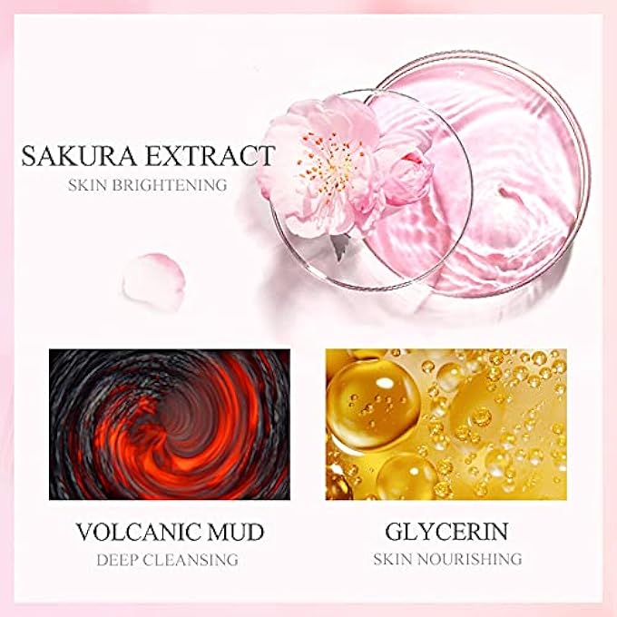 BEUKING 7 PCS SAKURA FACE MUD PORTABLE FACE MASK CLAY CLEAN PORE SKIN IMPROVE FACIAL BLEMISHES MOISTURIZING OIL CONTROL DAY & NIGHT SKIN CARE (SAKURA MUD) - Image 2